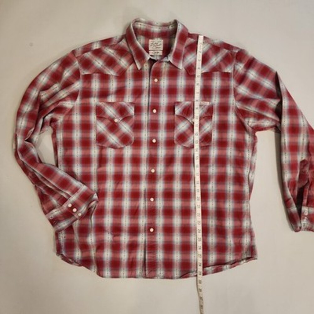Lucky Brand Dungarees Mens Shirt XL Diamond Pearl Snap Western Cowboy Plaid VNTG